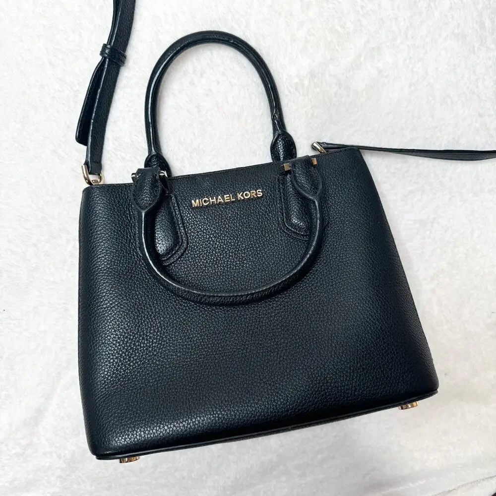 Michael Kors Black Leather Crossbody Purse - Picture 2 of 12